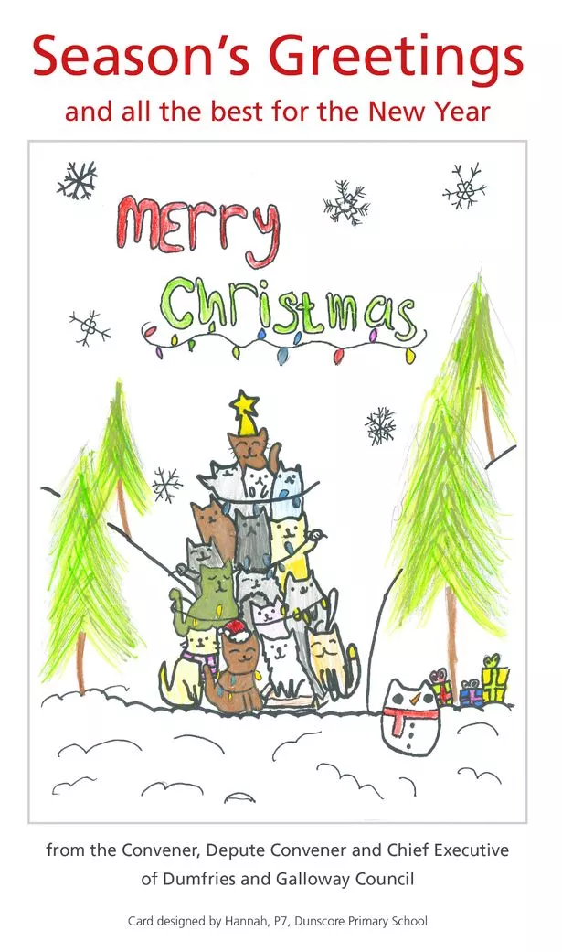 Hannah Harvey from Dunscore Primary School designed the winning entry for Dumfries and Galloway Council's Christmas card competition
