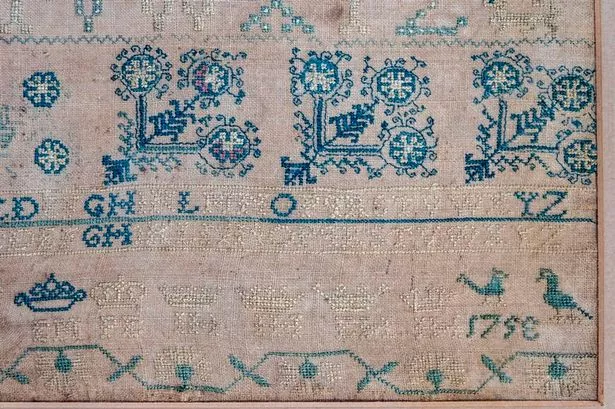 Some of the needlework on the 1798 sampler attributed to Agnes Broun - Robert Burns' mum
