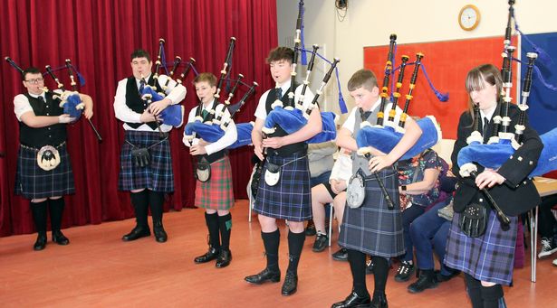 The Corberry Park Pipers performed at the coffee morning