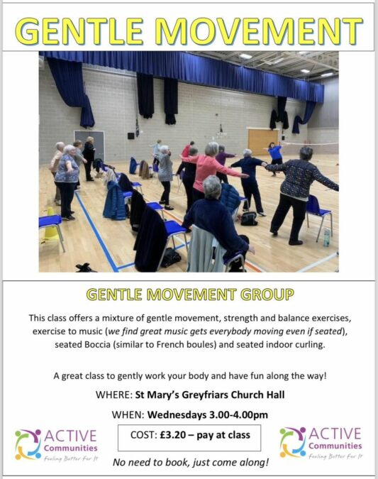 #GentlyMovement classes at St Mary’s Greyfriars Church Hall, #dumfries #DGDoingM...