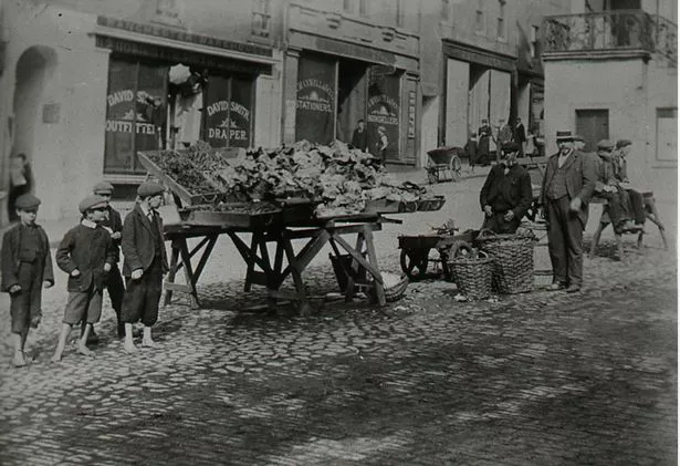 A market stall in Dumfries town centre