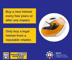 Buy a helmet every few years or after any impact. Only buy a legal helmet from a reputable retailer.