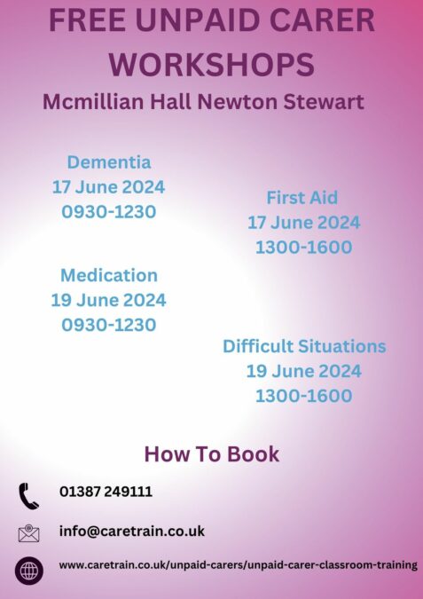 Places still available for upcoming unpaid Carers Training in #NewtonStewart #Ca...