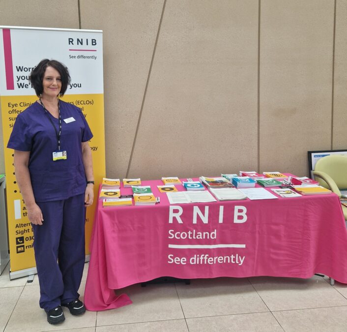 RNIB representative Fiona Ettle, Eye Care Liaison Officer, is at DGRI today with...