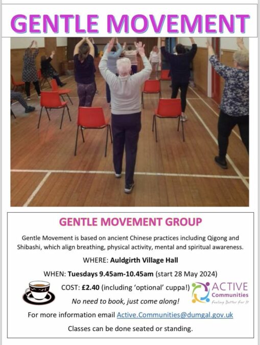 Tomorrow at Auldgirth Village Hall. Gentle qigong inspired movement class to boo...