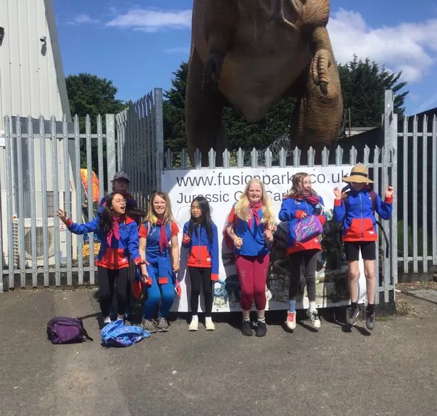 Kirkcudbright Guides at Fusion trampoline park in Carlisle