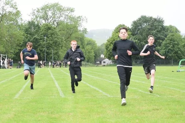 The Moffat Academy sports day S2 boys race